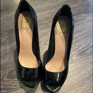 Vince Camuto Black Patient Leather Platform Heels